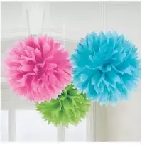 Amscan 18055-90-55, Decorative pom-pom, Mėlyna, Žalias, Rožinė, Round, 40.6 cm, 3 pc(s)
