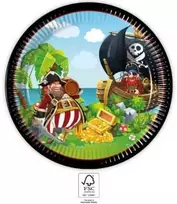 Piratų salos popierinės lėkštės, 8 vnt., 23 cm, FSC