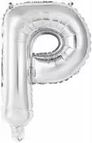 Sidabrinis folijos balionas „Skaičius“, sidabrinė raidė „P“, 45 cm