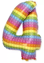 Folinis balionas „Number Pop It“ – skaičius 4, 69 cm (WP)
