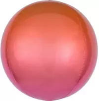 Spalvotas Ombr√© raudonos ir oranžinės spalvos rutulio formos folijos balionas 40 cm
