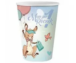 Kengūros popieriniai puodeliai, skirti pirmajam gimtadieniui, 6 vnt., 270 ml