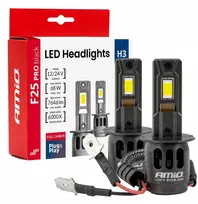 LED žibintų lemputės Series F25 PRO Juodas FULL CANBUS H3 68W 12V 24V, AMIO-04718
