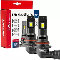 LED žibintų lemputės F25 PRO Juodas FULL CANBUS HB4 68W 12V 24V, AMIO-04723