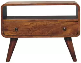 TV staliukas Artisan Furniture Lenkta Riešutmedžio Mini TV spintelė