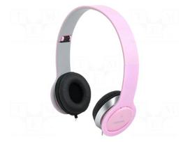 Headphones with microphone | pink | Jack 3,5mm | 20÷20000Hz | 32Ω
