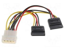 Transition: adapter | SATA plug x2,Molex male | 0.15m