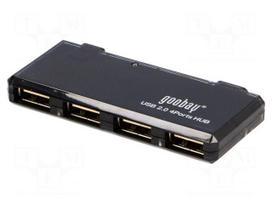 Hub USB | USB 1.1,USB 2.0 | black | Number of ports: 4 | 480Mbps | 0.4m