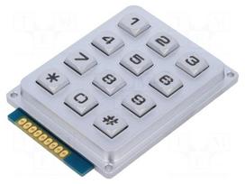 Keypad: metal | No.of butt: 12 | LED | metal | 200mΩ | 1.2N | 20mA | W: 51mm