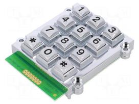 Keypad: metal | No.of butt: 12 | none | metal | 200mΩ | 1.5N | 20mA | W: 62mm