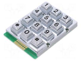 Keypad: metal | No.of butt: 12 | none | metal | 200mΩ | 1.2N | 20mA | W: 56mm