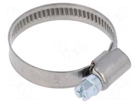 Worm gear clamp | W: 9mm | Clamping: 25÷40mm | chrome steel AISI 430