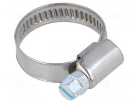 Worm gear clamp | W: 9mm | Clamping: 16÷27mm | chrome steel AISI 430
