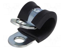 Fixing clamp | ØBundle : 10mm | W: 15mm | steel | Cover material: EPDM