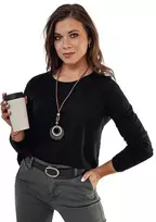 Moteriška juoda palaidinė su pakabuku Minimoda