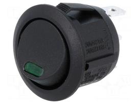 ROCKER | SPST | Pos: 2 | OFF-ON | 10A/250VAC | 10A/24VDC | black | LED 2VDC