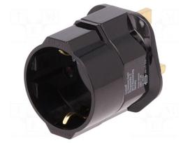 Adapter | Out: EU | Plug: with earthing | Colour: black | Input: UK
