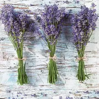 Levandų servetėlių rinkinys „Trys puokštės“, 20 vnt., 33x33 cm