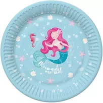 Undinėlės formos pastelinių popierinių lėkščių rinkinys, 8 vnt., 22,7 cm