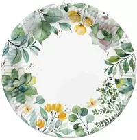 Spalvotos gėlių formos rėmeliai popierinėms lėkštutėms, 8 vnt., 18 cm
