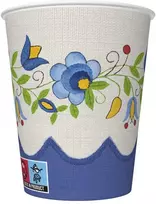 Spalvotų liaudies siuvinėjimo popierinių puodelių rinkinys, 8 vnt., 250 ml