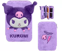 Hello Kitty Kuromi pūkuotas pieštukų dėklas, 2 skyrių