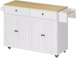 Aosom Virtuvės sala, 147x43x89 cm, balta, MDF