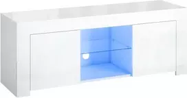 TV staliukas Aosom TV spintelė, 120x34x45 cm, balta, medžio drožlių plokštė