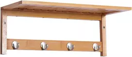 Aosom Sieninė drabužių kabykla, 50x16x17.5 cm, Natūrali, Bambukas