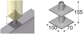 Įsukama atrama stulpams Arras 100x70x8mm/M20x155mm karštai cinkuota