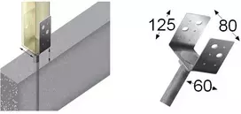 U tipo tvirtinimo pagrindas su inkaru Arras 80x60x125x5mm karštai cinkuotas