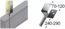 Reguliuojamas tvirtinimo pagrindas Arras 70-105x240-290mm karštai cinkuotas