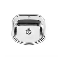 Įleidžiama ner.plieno virtuvės kriauklė PS-373 490x470x0.6mm matinė
