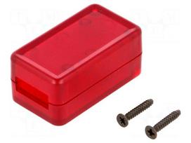 Enclosure: for USB | X: 20mm | Y: 35mm | Z: 15.5mm | ABS | translucent red