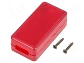Enclosure: for USB | X: 25mm | Y: 50mm | Z: 15.5mm | ABS | translucent red