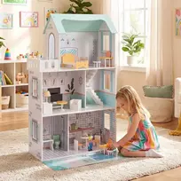 Promotions Lėlių namelis 74.5x34x120.5 cm žalias, medinis, baldų komplektas