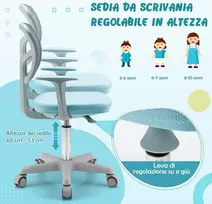 Promotions Vaikiškas rašomasis stalas ir kėdė, 80x51,5x51-73 cm, mėlyna, reguliuojamo aukščio