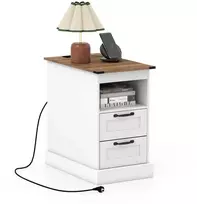 Promotions Naktinis staliukas 60x35,5x62 cm baltas su laikymo vieta