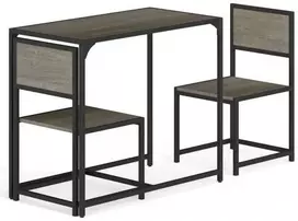 Promotions Valgomojo stalas su kėdėmis, 3 dalių, 90x47x76 cm, pilka, metalinis rėmas