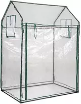 Promotions Šiltnamis, 129x80x173 cm, Permatomas ir juodas, Nešiojamas, Metalinis rėmas