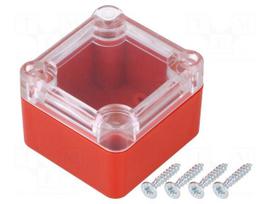 Enclosure: multipurpose | X: 49mm | Y: 51mm | Z: 36mm | ABS | red | gasket