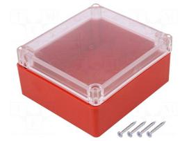 Enclosure: multipurpose | X: 115mm | Y: 125mm | Z: 58mm | ABS | red | gasket