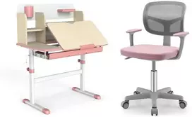 Promotions Vaikiškas rašomasis stalas ir kėdė, 80x51x88-110,5 cm, rožinė, reguliuojamas aukštis