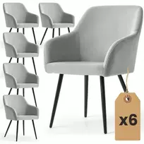 AKORD 6 vnt. ESTELLE veliūrinė minkšta kėdė, pilka, juodos kojos
