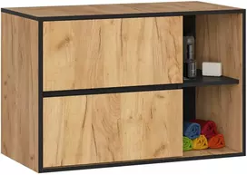 AKORD VAMI W90 praustuvo spintelė (2 stalčiai, 2 durys), Craft ąžuolas, juoda