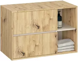 Akord Vami spintelė praustuvui, 2 stalčiai, 2 lentynos ir išpjovos praustuvui, Artisan ąžuolo / kašmyro spalvos