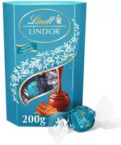 LINDT LINDOR pieninio šokolado rutuliukai su sūdyta karamele, 200g