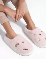 Rožinės šiltos ir minkštos patogios moteriškos namų šlepetės Filippo