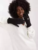 Wool Fashion Italia Juodos pirštinė su snaigės simboliu: Dydis - Universalus