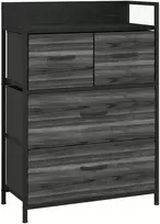 Aosom Komoda, 4 audinio stalčiai, 60x29x85 cm, juoda, daiktų laikymui